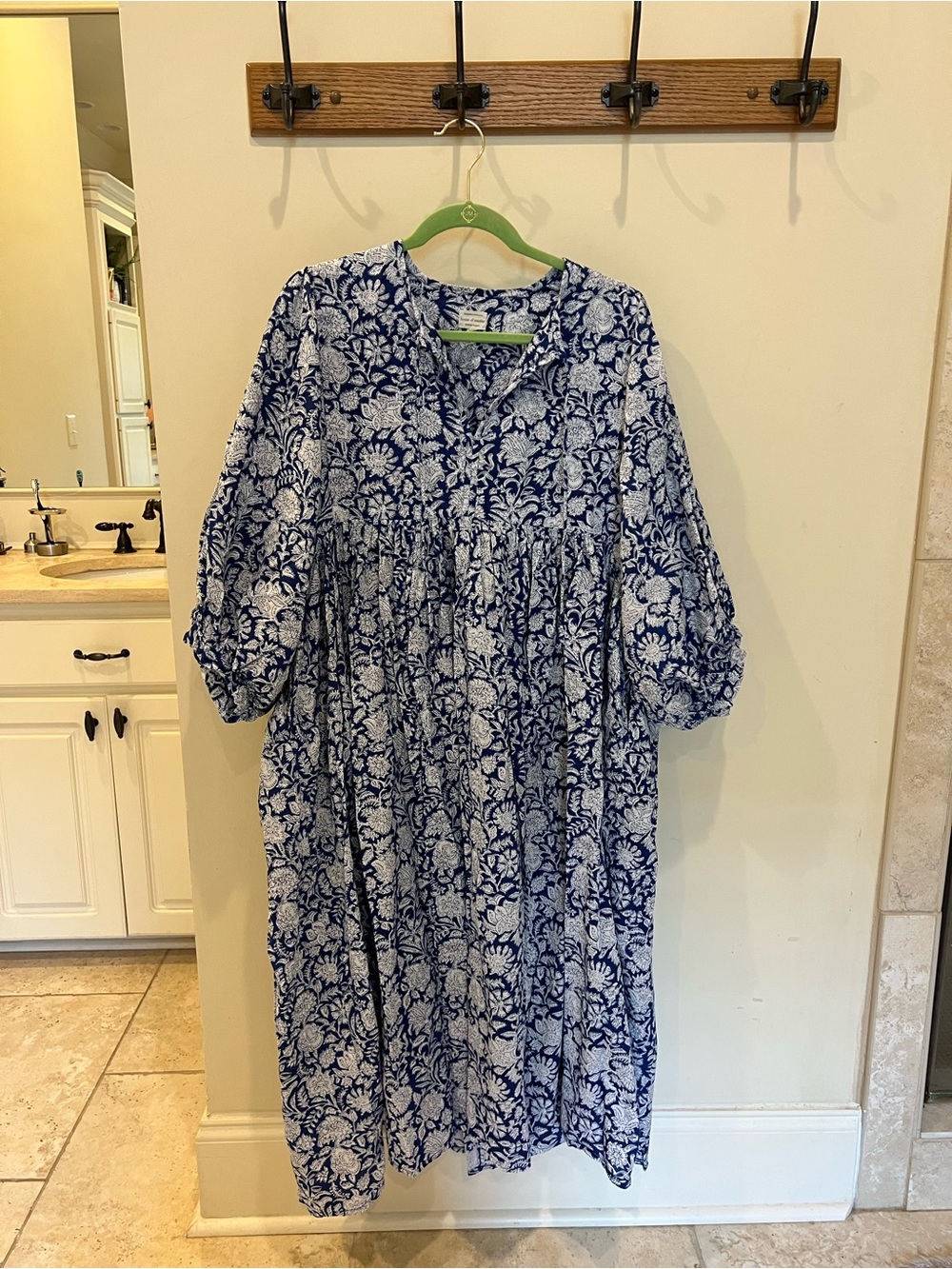 House of Sundar Blue and White Floral Midi Dress